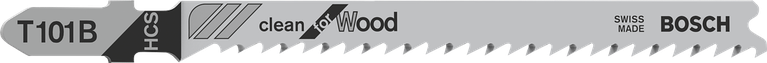 Lama per seghetto alternativo Bosch T101B per un taglio netto del legno.