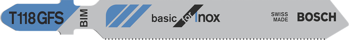 Lama per seghetto alternativo Bosch T118GFS per il taglio dell'acciaio inossidabile.
