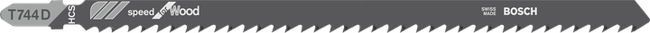 Lama per seghetto alternativo Bosch T 744 D per un taglio rapido del legno.