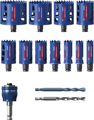 Set di seghe a tazza multimateriale Bosch EXPERT da 14 pezzi.