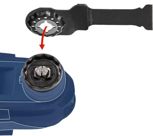 Allineamento dell'accessorio della testa dell'utensile oscillante per l'installazione.