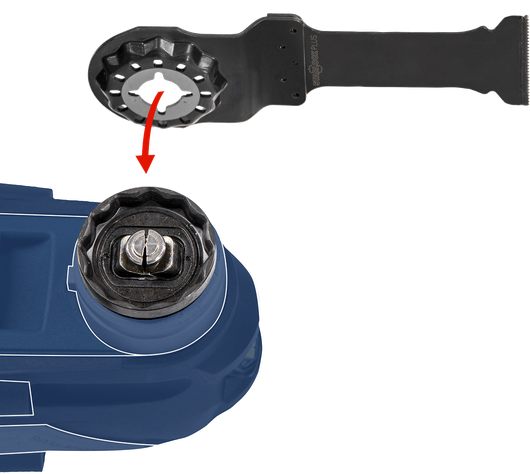 Allineamento dell'accessorio della testa dell'utensile oscillante per l'installazione.