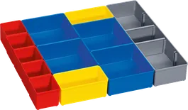 Set di contenitori portaoggetti Bosch i-BOXX 53 da 12 pezzi per la sistemazione di piccoli oggetti.