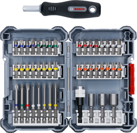 Set di cacciaviti e punte per trapano Bosch da 32 pezzi con custodia.