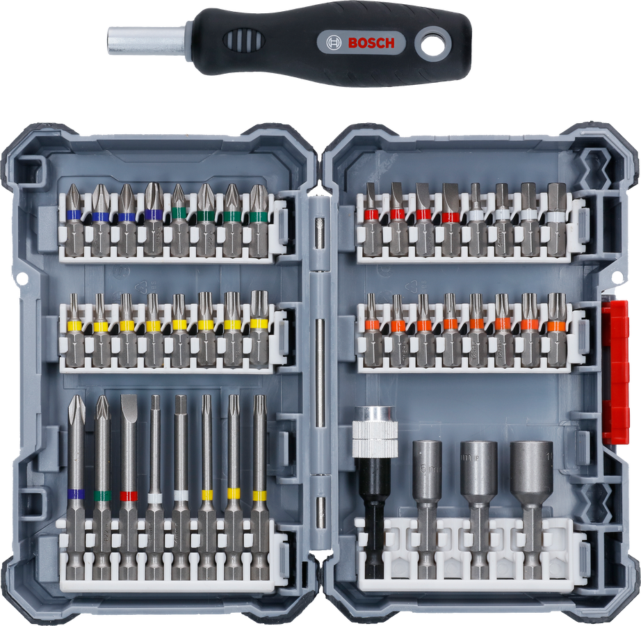 Set di cacciaviti e punte Bosch in custodia di plastica.