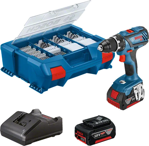 Set trapano Bosch GSR 18V-28 con due batterie da 18 V.