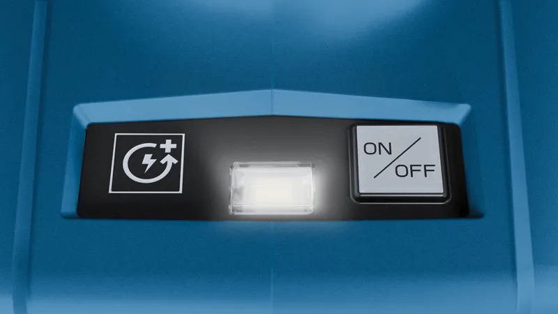 Pannello con interruttore on/off e indicatori Bosch GTB 18V-45.