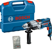 Set di trapani Bosch GSB 20-2 con impugnatura laterale e valigetta per il trasporto.