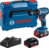 Set trapano avvitatore a batteria Bosch GSR 18V-45 con batteria e valigetta.