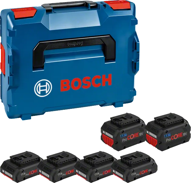 Set di batterie Bosch ProCORE18V con custodia.