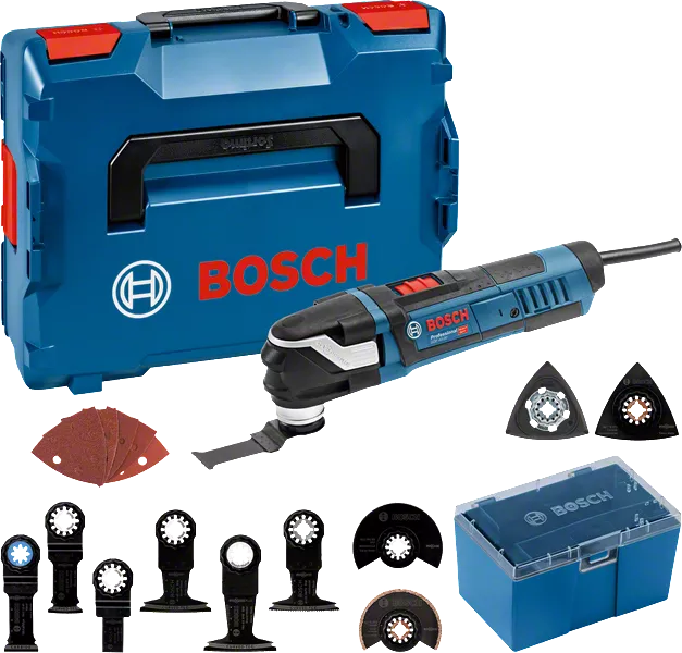 Set multiutensile Bosch GOP 40-30 con accessori e custodia.
