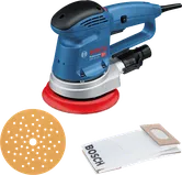 Levigatrice rotoorbitale Bosch GEX 34-150 con sacchetto raccoglipolvere.