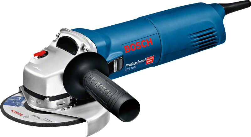 Smerigliatrice angolare Bosch GWS 1400 con impugnatura laterale.