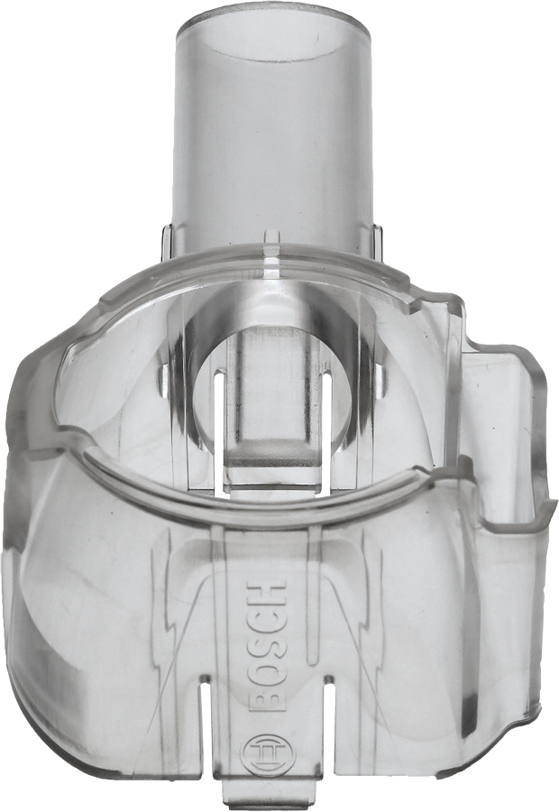 Adattatore per aspirapolvere Bosch in plastica trasparente, lunghezza 111 mm.