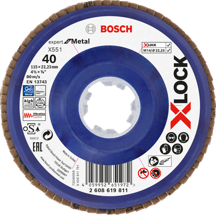 Disco lamellare Bosch X-LOCK X551 per metallo, grana 40.