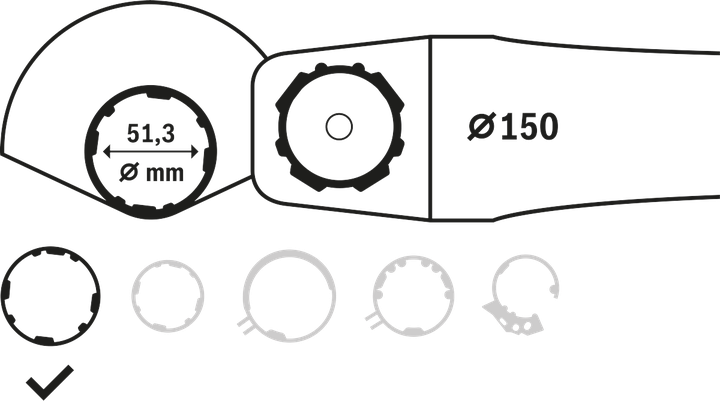 Protezione combinata Bosch per smerigliatrice angolare, regolazione 51,3 mm.