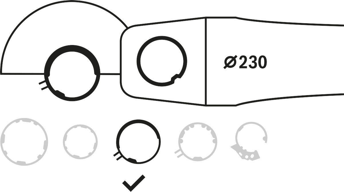 Protezione combinata per smerigliatrice angolare da 230 mm.