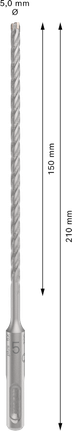 Punta per trapano a percussione Bosch PRO SDS plus-5X, 5 x 150 x 210 mm.