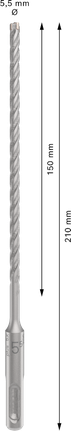 Punta per trapano a percussione Bosch PRO SDS plus-5X 5,5x150x210 mm.