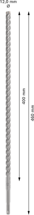 Punta per trapano a percussione Bosch PRO SDS plus-5X 12x400x460 mm.