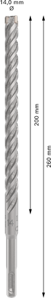 Punta per trapano a percussione Bosch PRO SDS plus-5X 14 x 200 x 260 mm.