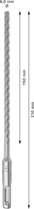 Punta per trapano a percussione Bosch PRO SDS plus-5X, 6 x 210 mm.