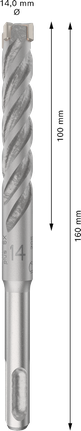 Punta per trapano a percussione Bosch PRO SDS plus-5X 14x100x160 mm.