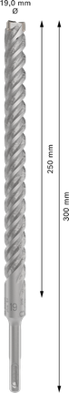 Punta per trapano a percussione Bosch SDS plus-5X da 19 mm, lunghezza 300 mm.