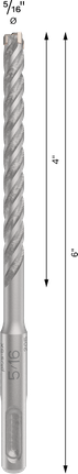 Punta per trapano a percussione Bosch PRO SDS plus-5X da 5/16 di pollice.