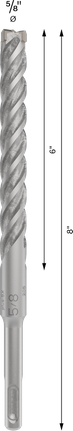 Punta per trapano a percussione Bosch PRO SDS plus-5X da 5/8 di pollice, 8 pollici.