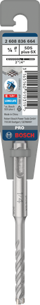 Punta per trapano a percussione Bosch PRO SDS plus-5X da 1/4″.