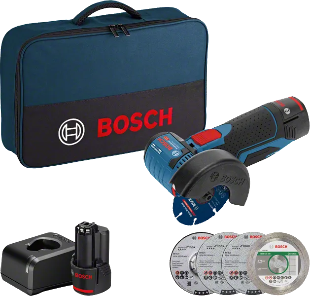 Set smerigliatrice angolare a batteria Bosch GWS 12V-76.