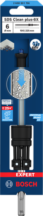 Punta per trapano a percussione Bosch SDS Clean plus-8X 6×100×225 mm.