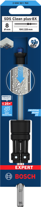 Punta per trapano a percussione Bosch 8×100×225 mm SDS Clean plus-8X.