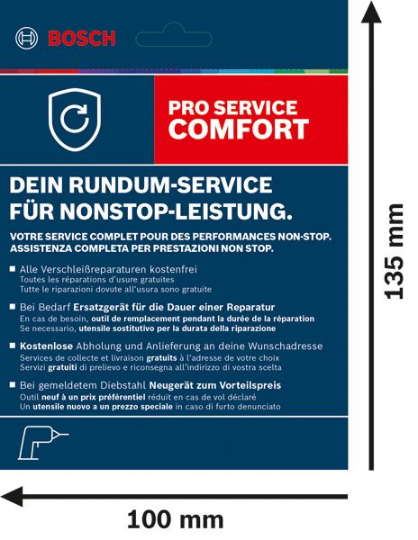 Carta Bosch Pro Service Comfort, protezione contro riparazioni e furti.
