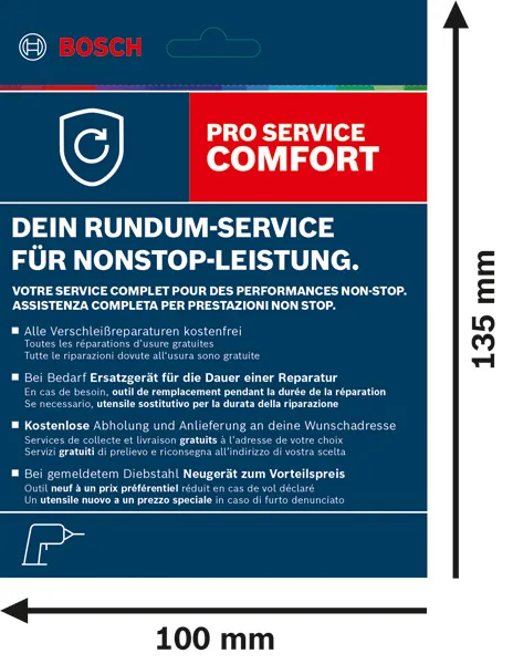 Carta Bosch Pro Service Comfort, protezione contro riparazioni e furti.