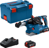 Martello perforatore Bosch GBH 18V-22 con batteria, caricabatteria e valigetta.