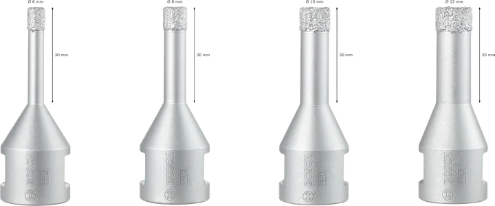 Set di frese a tazza in ceramica Bosch PRO Dry Core Cutter 4 pezzi M14.