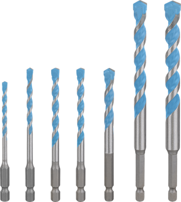 Set di punte per trapano multi-costruzione Bosch EXPERT HEX-9, 7 pezzi.