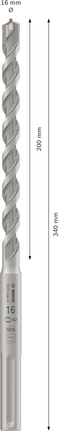 Punta per trapano a percussione Bosch PRO SDS max-4 16 x 200 x 340 mm.