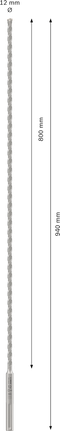Punta per trapano a percussione Bosch PRO SDS max-4 12x800x940 mm.