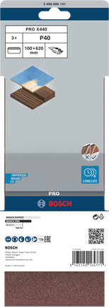 Nastro abrasivo Bosch PRO X440 100×620 mm G40 3 pezzi.