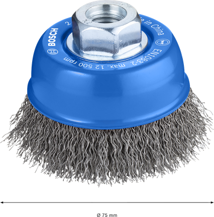 Spazzola a tazza Bosch PRO Metal clean da 70 mm per smerigliatrici angolari.