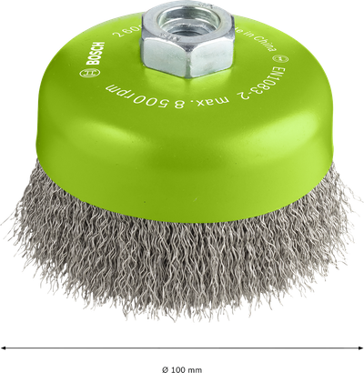 Spazzola per tazza in acciaio inox Bosch PRO da 100 mm.