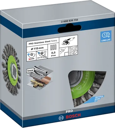 Ruota a raggi Bosch PRO in acciaio inox pesante X-Lock 115×0,5 mm.