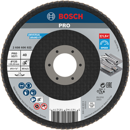 Disco lamellare Bosch PRO X571 angolato 125 mm grana 40.