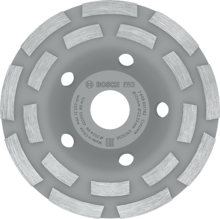 Testa di levigatura per calcestruzzo Bosch PRO da 125 mm per la levigatura di superfici.