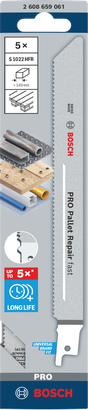 Confezione da 5 lame Bosch PRO Pallet Repair fast S1022HFR.
