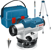 Set di livella ottica Bosch GOL 32 G con treppiede e custodia.