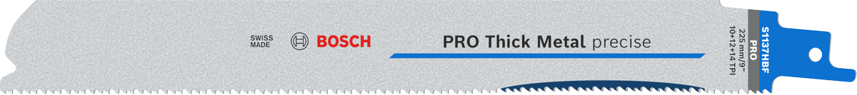 Lama di precisione Bosch PRO Thick Metal S1137HBF per il taglio di metalli spessi.
